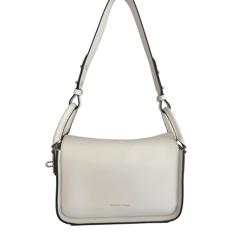 Samantha Thavasa Ivory Pebbled Leather Crossbody Shoulder Bag Lock Key NWT